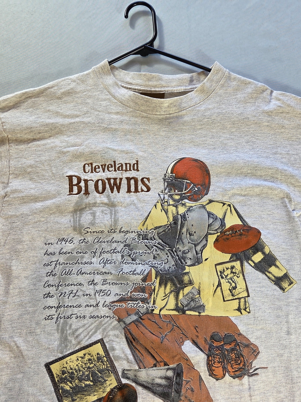 Vintage Cleveland Browns Nutmeg Mills Throwbacks T Shirt Mens Large USA